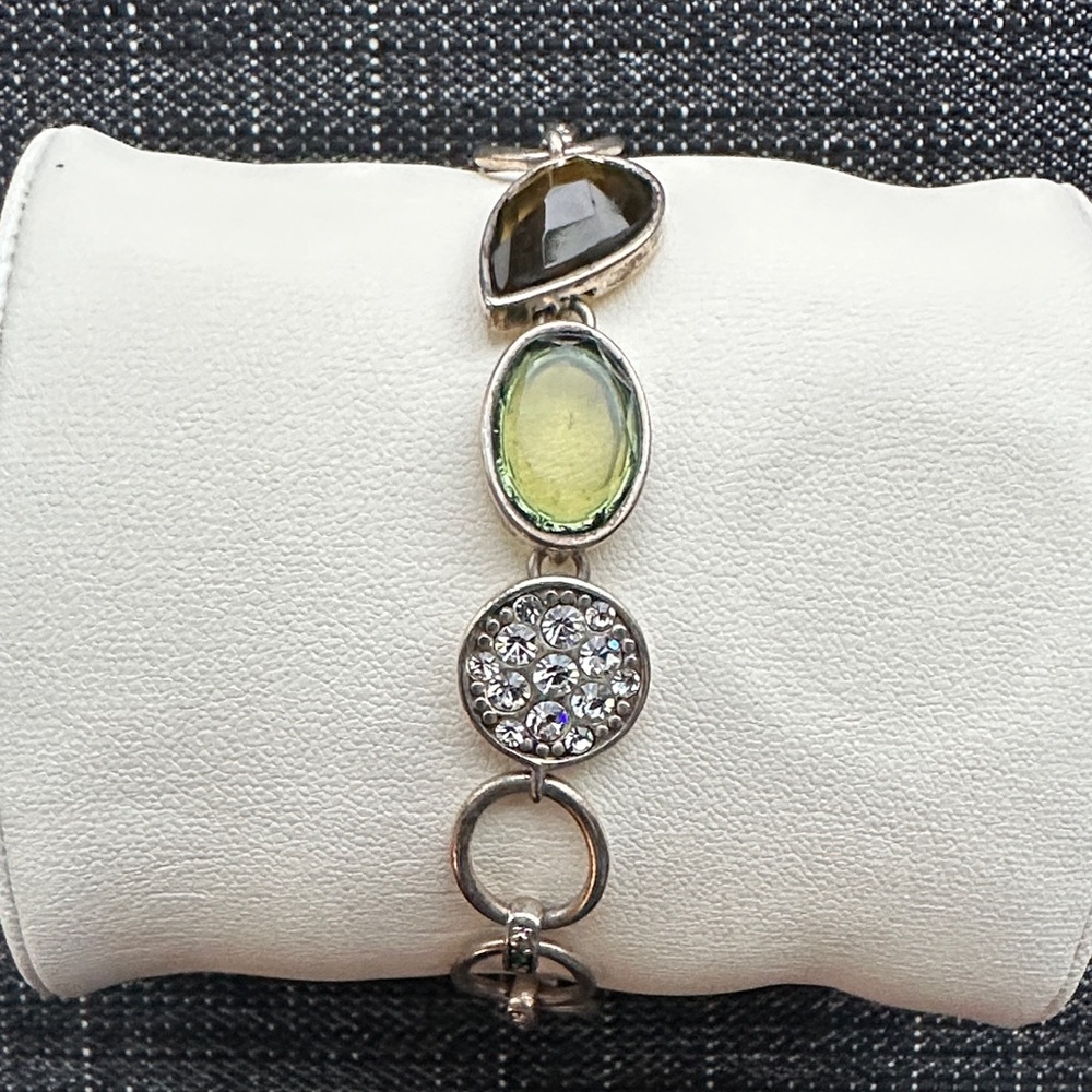 Lia Sophia Silver Bracelet with Green and Black Accents